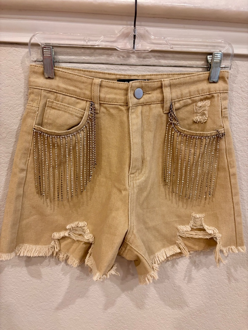 Blue B collection rhinestone trim denim shorts Sz Small